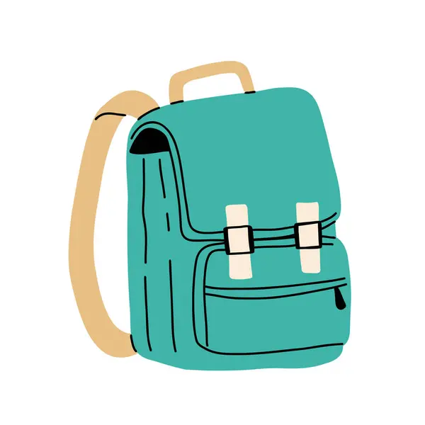 不同的书包和书包 回到学校 收集儿童袋 在白色背景上孤立的手工绘制的矢量图 现代平面卡通风格 图库矢量图片