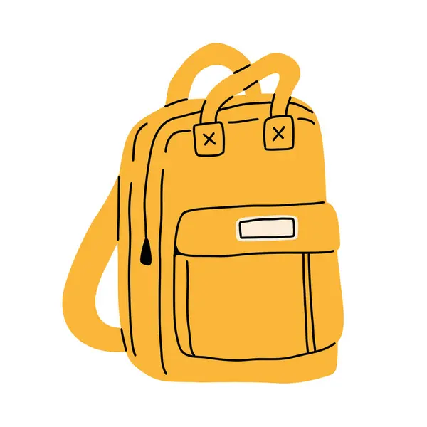 不同的书包和书包 回到学校 收集儿童袋 在白色背景上孤立的手工绘制的矢量图 现代平面卡通风格 图库插图