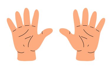 Parmaklarımla sayıyorum. El hareketi, kol bir, iki, üç, dört ve beş rakamları gösteriyor. Geri sayım, skor, temel matematik öğrenimi. Düz vektör çizimi beyaz arkaplanda izole edildi