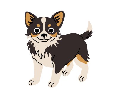 Köpek hareket halinde. Farklı köpek türleri. Aktif köpek yavruları labrador retriever, beagle, shih tzu, chihuahua, bulldog Shepherd ve pug. Düz vektör çizimleri beyaz arkaplanda izole edildi