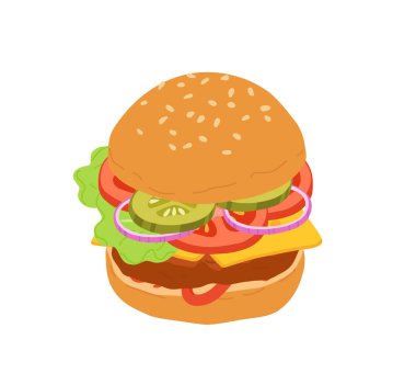 Çeşitli Malzemeleri olan sandviçler. Sandviç, simit, et, balık, avokado, yumurta, peynir ve sebzeli klasik burger..