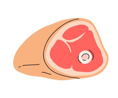 Çiğ et ürünleri. Taze biftek, çiğ domuz eti, düz vektör çizim seti. Kasap dükkanı ürünleri