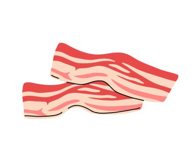 Çiğ et ürünleri. Taze biftek, çiğ domuz eti, düz vektör çizim seti. Kasap dükkanı ürünleri