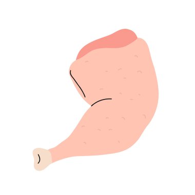 Tavuk eti parçası seti, et parçası, göğüs eti kanadı, fileto, bacak, kalp, boyun, ayak, tüm tavuk. Beyaz arkaplandaki vektör Resimleri