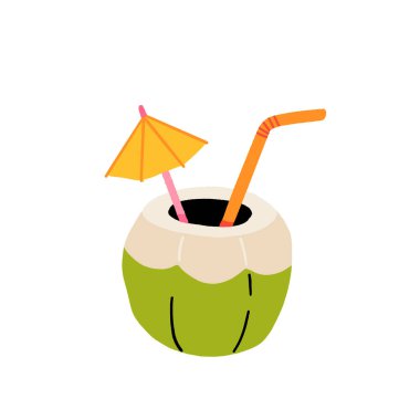 Taze hindistan cevizi meyveleri. Tam yeşil hindistan cevizi. Pipetle 