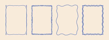 Minimalist el çizimi vektör çerçeveleri koleksiyonu. Kutlama kartları, düğün davetiyeleri, poster tasarımı, kartpostallar, markalaşma, logo tasarımı, arkaplan.