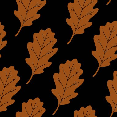 Renkli yapraklarla kusursuz sonbahar deseni. Düz vektör soyut yaprak arkaplanı ile renk paletini sonbaharda düşür