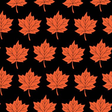 Renkli yapraklarla kusursuz sonbahar deseni. Düz vektör soyut yaprak arkaplanı ile renk paletini sonbaharda düşür