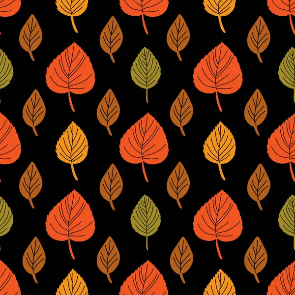Renkli yapraklarla kusursuz sonbahar deseni. Düz vektör soyut yaprak arkaplanı ile renk paletini sonbaharda düşür