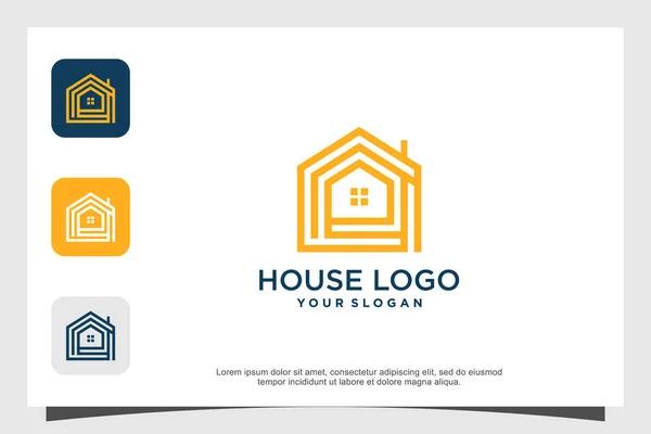 Modernt Hus Logotyp Design Minimalistiskt Koncept Premium Vector Del — Stock vektor