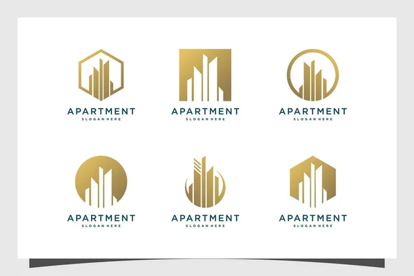 Conjunto Diseño Del Logo Del Edificio Con Concepto Moderno Premium — Vector de stock
