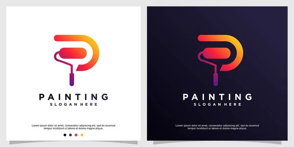 Plantilla Logotipo Pintura Con Concepto Inicial Vector Premium — Archivo Imágenes Vectoriales