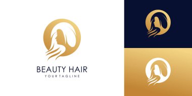 Modern yaratıcı logo tasarımı olan kadın için güzellik ve saç vektörü simgesi