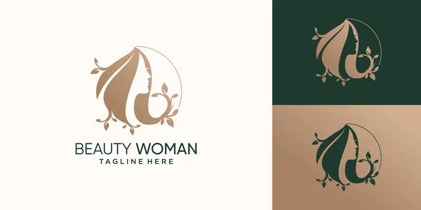 Icono Vector Belleza Naturaleza Para Mujer Con Diseño Logotipo Creativo — Vector de stock