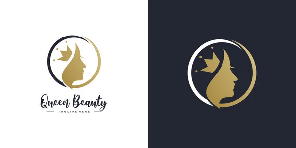 Reina Icono Vector Belleza Para Mujer Con Diseño Logotipo Creativo — Vector de stock