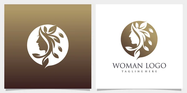 Ícone Vetor Beleza Natureza Para Mulher Com Design Logotipo Criativo — Vetor de Stock