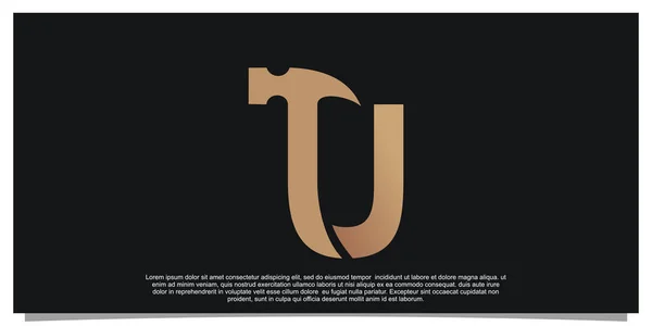 Lettre Initiale Créative Avec Logo Marteau Design Concept Unique Premium — Image vectorielle