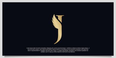 J harfi kanat logosu basit konsept Premium Vektörü