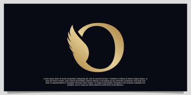 Harf O kanat logosu basit konsept Premium Vektör tasarımı