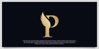 P harfi kanat logosu basit konsept Premium Vektör tasarımı