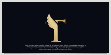 T harfi kanat logosu basit konsept Premium Vektörü tasarımı