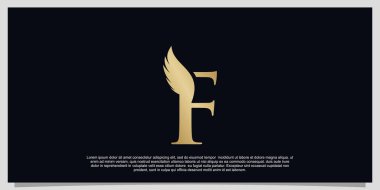 F harfinin kanat logosu basit konsept Premium Vektörü