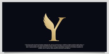 Y harfinin kanat logosu basit konsept Premium Vektörü
