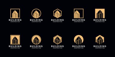 Gelişen inşaat logosu şablonu demetini eşsiz modern konseptle ayarla