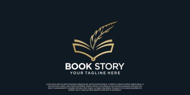 Kitap hikaye logo tasarımı basit bir konsept Premium Vektör Bölüm 1