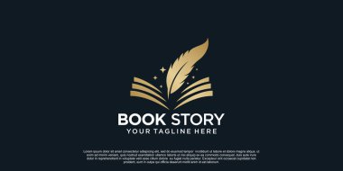 Kitap hikaye logosu basit bir kavram olan Premium Vektör Bölüm 3