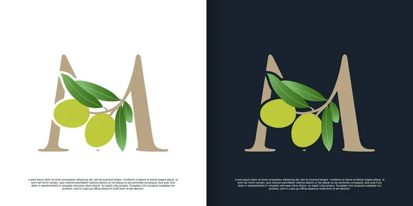 Illustration Des Olivenbuchstaben Logos Einzigartiges Konzept Premium Vector — Stockvektor