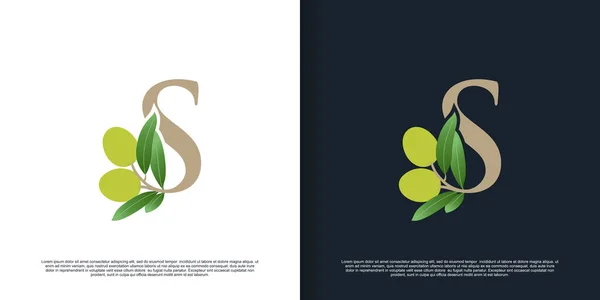 Illustration Logo Lettre Olive Concept Unique Premium Vector — Image vectorielle