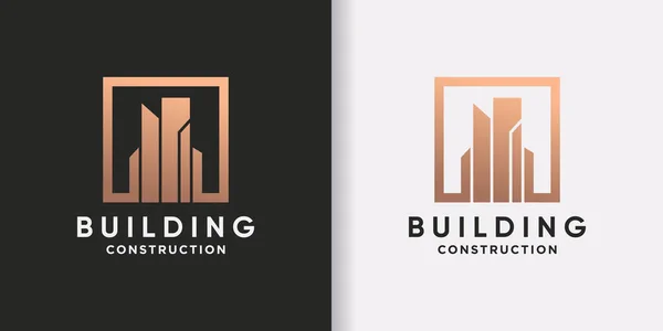 Logodesign Für Den Bau Mit Kreativem Konzept — Stockvektor