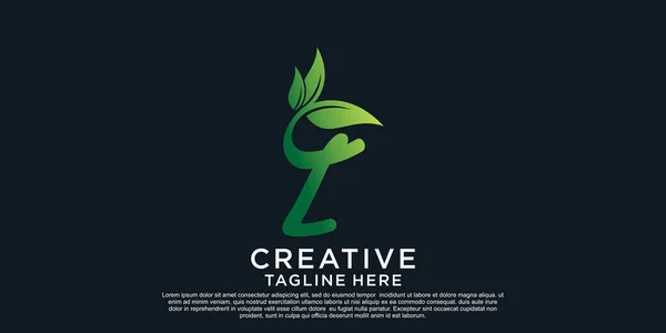 Illustration Logo Lettre Feuille Concept Unique Premium Vector — Image vectorielle