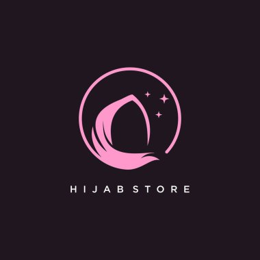 Hijab mağazası logo tasarımı vektör llustration muslimah konsepti Premium Vector
