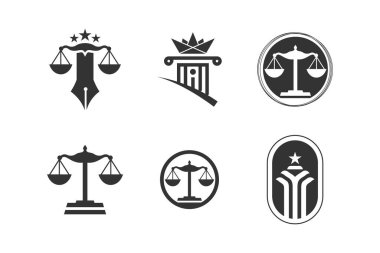 Yaratıcı şekil tasarımlı avukat logo vektörü kümesi