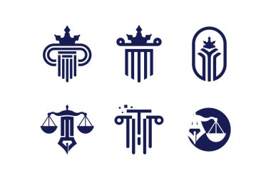 Yaratıcı şekil tasarımlı avukat logo vektörü kümesi