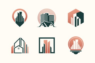 Yaratıcı eşsiz element fikrine sahip logo tasarım vektör koleksiyonu oluşturuluyor