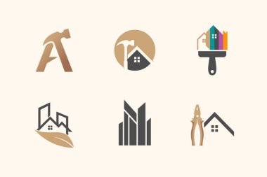 Yaratıcı eşsiz element fikrine sahip logo tasarım vektör koleksiyonu oluşturuluyor