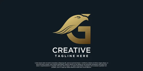 Lettre Logo Design Avec Tête Aigle Concept Unique Premium Vector — Image vectorielle