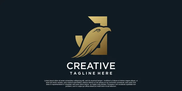 Letra Logo Design Con Cabeza Águila Concepto Único Vector Premium — Archivo Imágenes Vectoriales