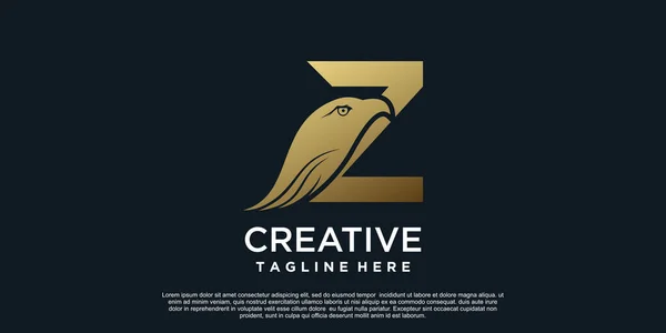 Lettera Logo Design Con Testa Aquila Concetto Unico Premium Vector — Vettoriale Stock