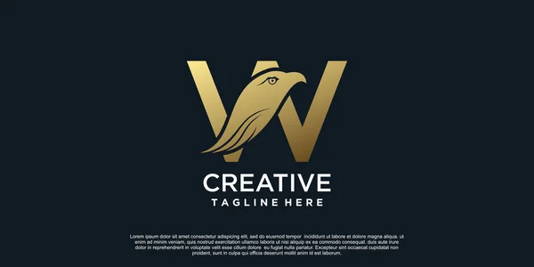 Buchstabe Logo Design Mit Kopf Adler Einzigartiges Konzept Premium Vector — Stockvektor