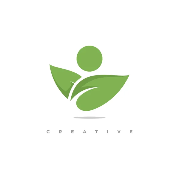 People Logo Design Leaf Simple Concept Premium Vector — Stock Vector