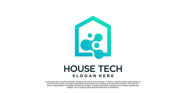 แนวค ดการออกแบบโลโก ของ House Tech Premium Vector — ภาพเวกเตอร์สต็อก