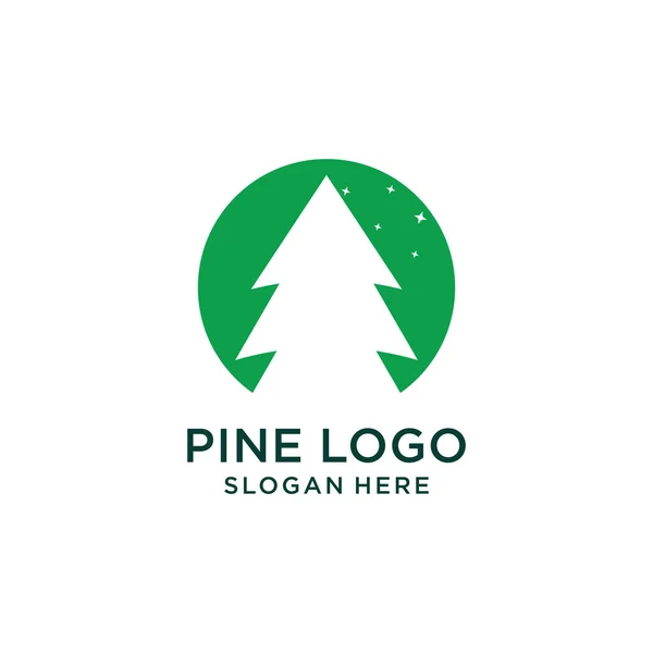 Idea Design Vettoriale Logo Pino Con Stile Creativo — Vettoriale Stock