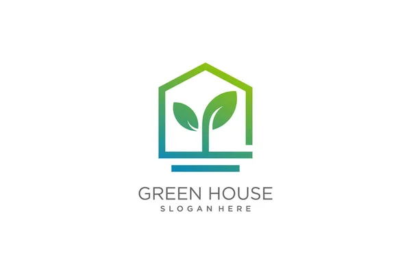 Zielony Dom Logo Ilustracja Nowoczesny Twórczy Unikalny — Wektor stockowy
