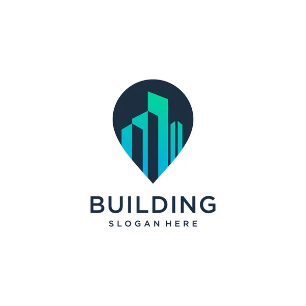 Gebäude Logo Design Idee Mit Modernen Kreativen Einfachen Abstrakten Einzigartigen — Stockvektor