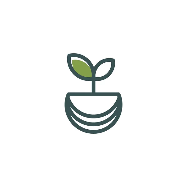 Natuur Logo Met Moderne Eenvoudige Lijn Kunst Stijl — Stockvector