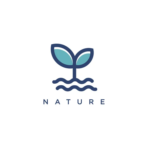 Nature Logo Modern Simple Line Art Style — Stock Vector